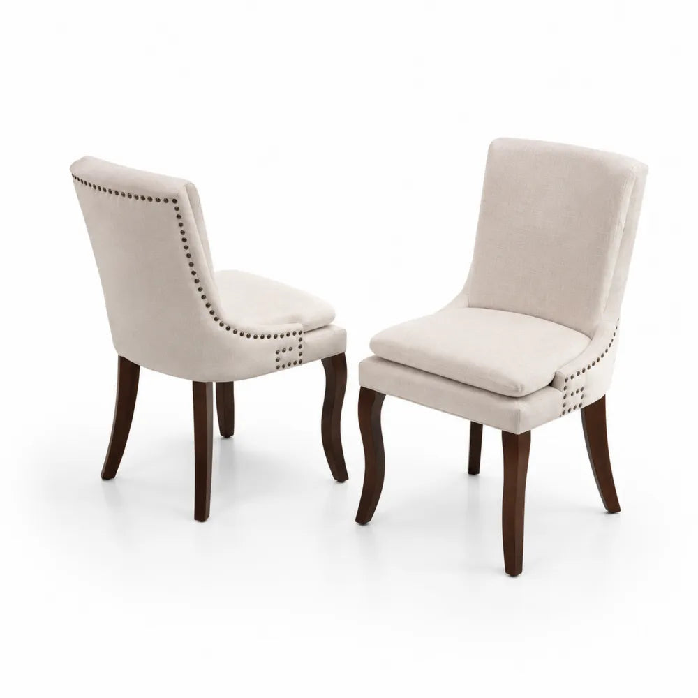 2er Set Stühle mit Holzbeinen Creme
