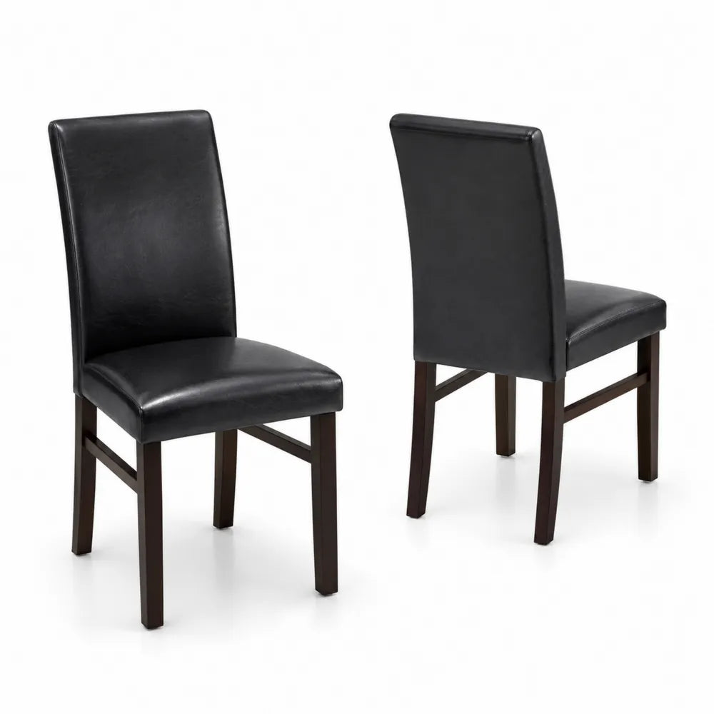 Stühle 2er Set Kunstleder Holz Schwarz