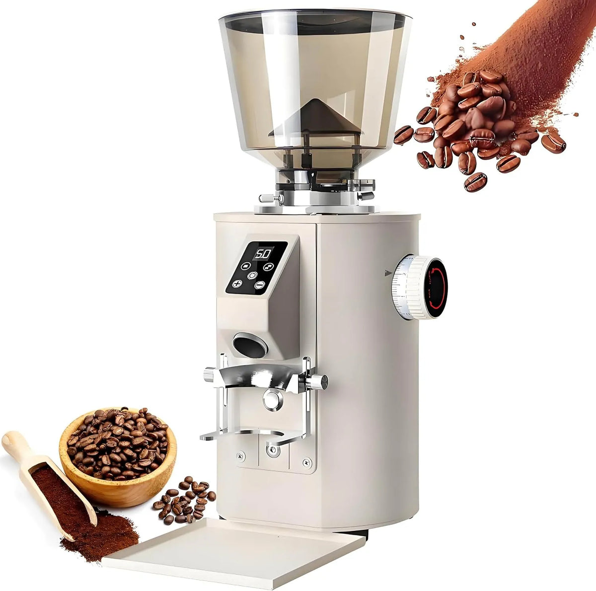 Espressomachine, 9 Nauwkeurige Instellingen, RVS Beige, Professionele Espressomachine, Dubbele Doseerstanden, Voor Thuisgebruik