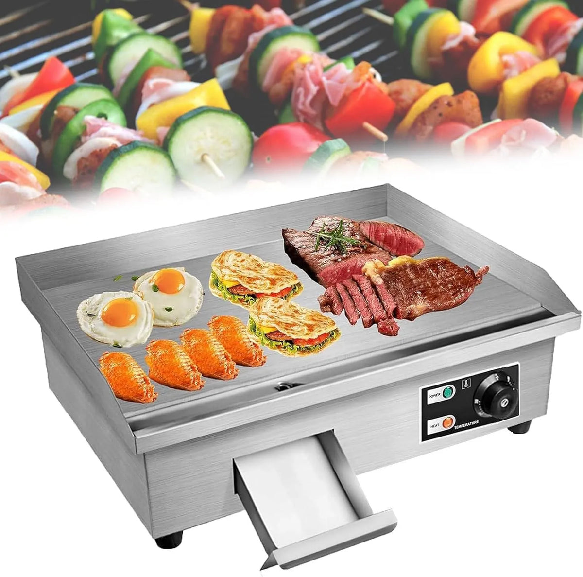 22' CommerciëLe Elektrische Bakplaat, F-572, 110V, 3000 W/1600 W Resterant Aanrecht Bakplaat