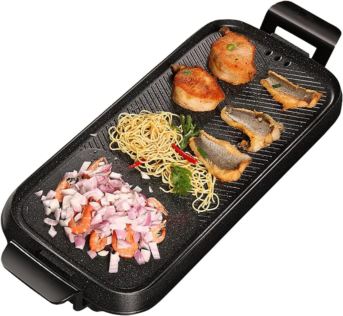 Tafel met 79 x 32cm, 220V, 50-60 Hz en 2400 W, Rookloze elektrische bakplaat met antiaanbaklaag