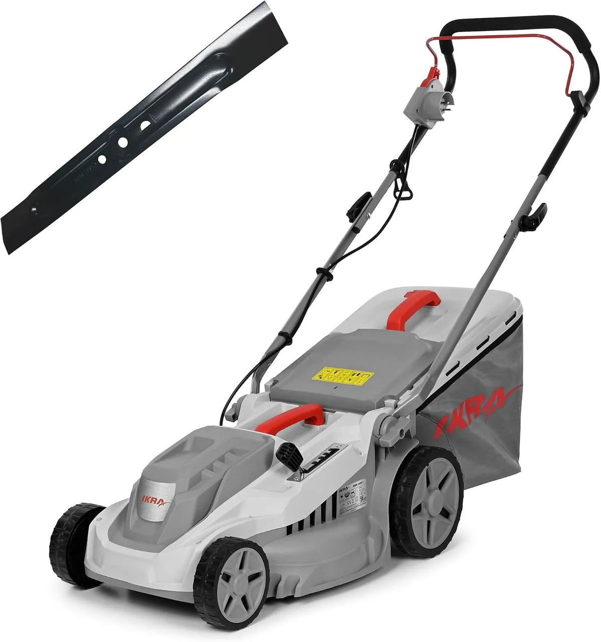 Grasmaaier met 38 cm, 1600 W, incl. reservemessen, IKRA elektrische grasmaaier IERM 1638-1