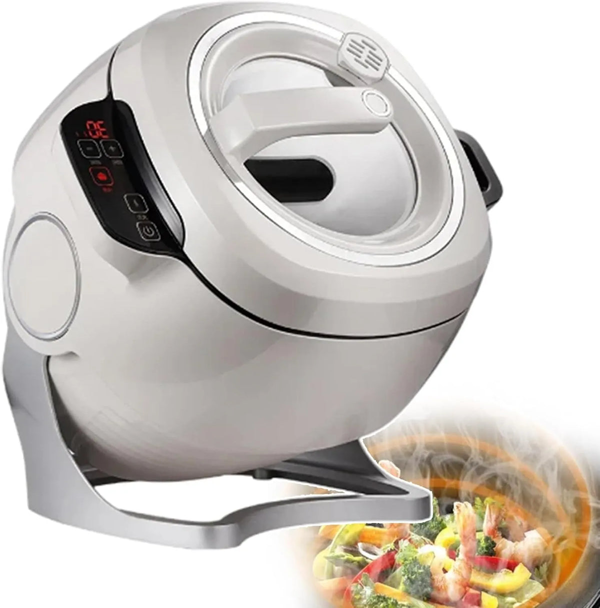 Keukenmachine met 2000 W, 6L, 5 minuten en RVS, Luie Automatische Kookmachine Met 360° Rotatie Van Het Roltype