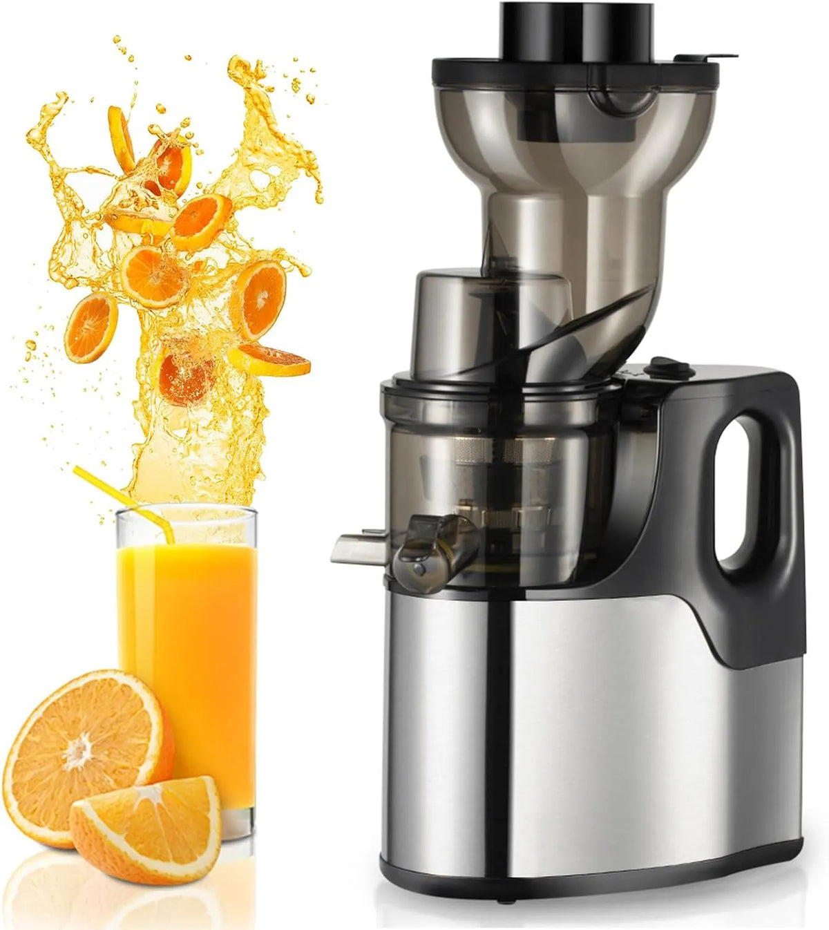 Machine, mobiele uitvoering van 150 W afvalscheiding Juicer met Feed Chute, Koude persmachine voor hele groenten en fruit sap