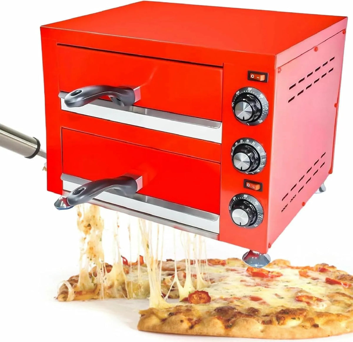 Inbouwoven met 60 minuten, timer, 30 CM, 1100 W, 300°C, 12 inch, regelbare thermostaat en RVS