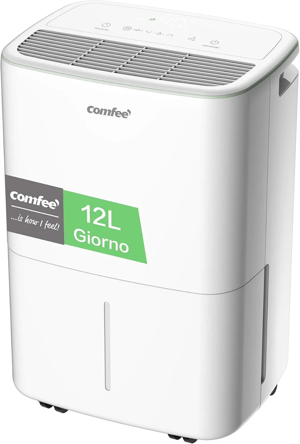 Luchtontvochtiger, timer, COMFEE' CDDOE-12DEN7-QA3 EU Luchtontvochtiger voor huis, 12 l/24 uur, geschikt tot 20 m2, jerrycan van 2,5 l, schimmel