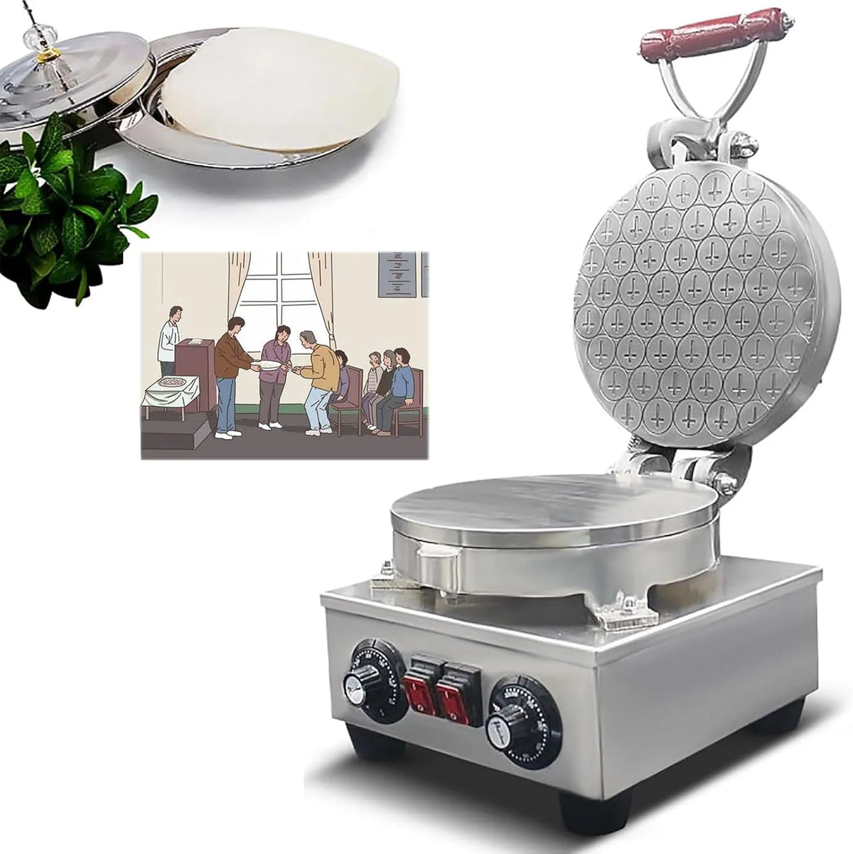 Broodbakmachine met 50-300 °C, 23,5 cm, 50 °C, regelbare thermostaat en RVS