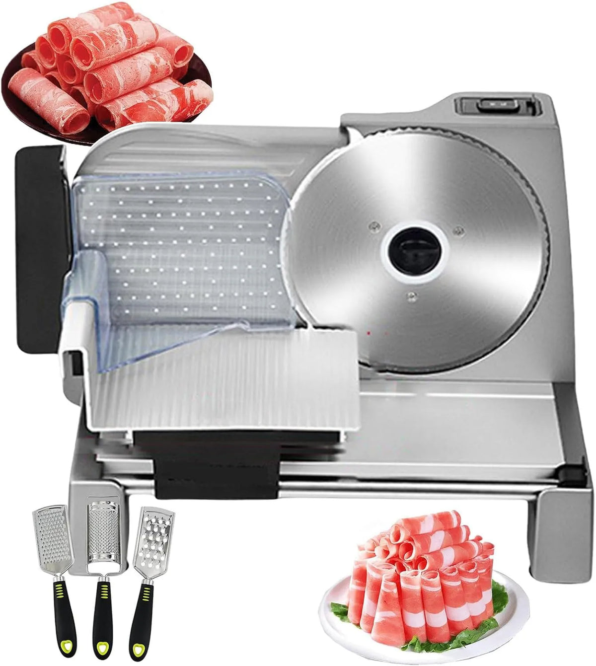 Machine, Vlees Snijder 200 W Groente Snijmachine, Verwijderbaar Mes & Stroomkabel Opslag, Verstelbare Dikte 1-15mm Elektrische Deli Voedsel