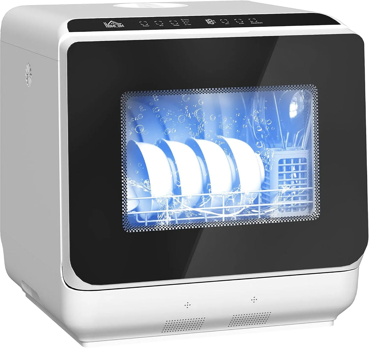 Vaatwasser, HOMCOM Mini, Wit, 5 Programma's, 45 x 44 x 45,8 cm, 37,5 x 34 x 28 cm