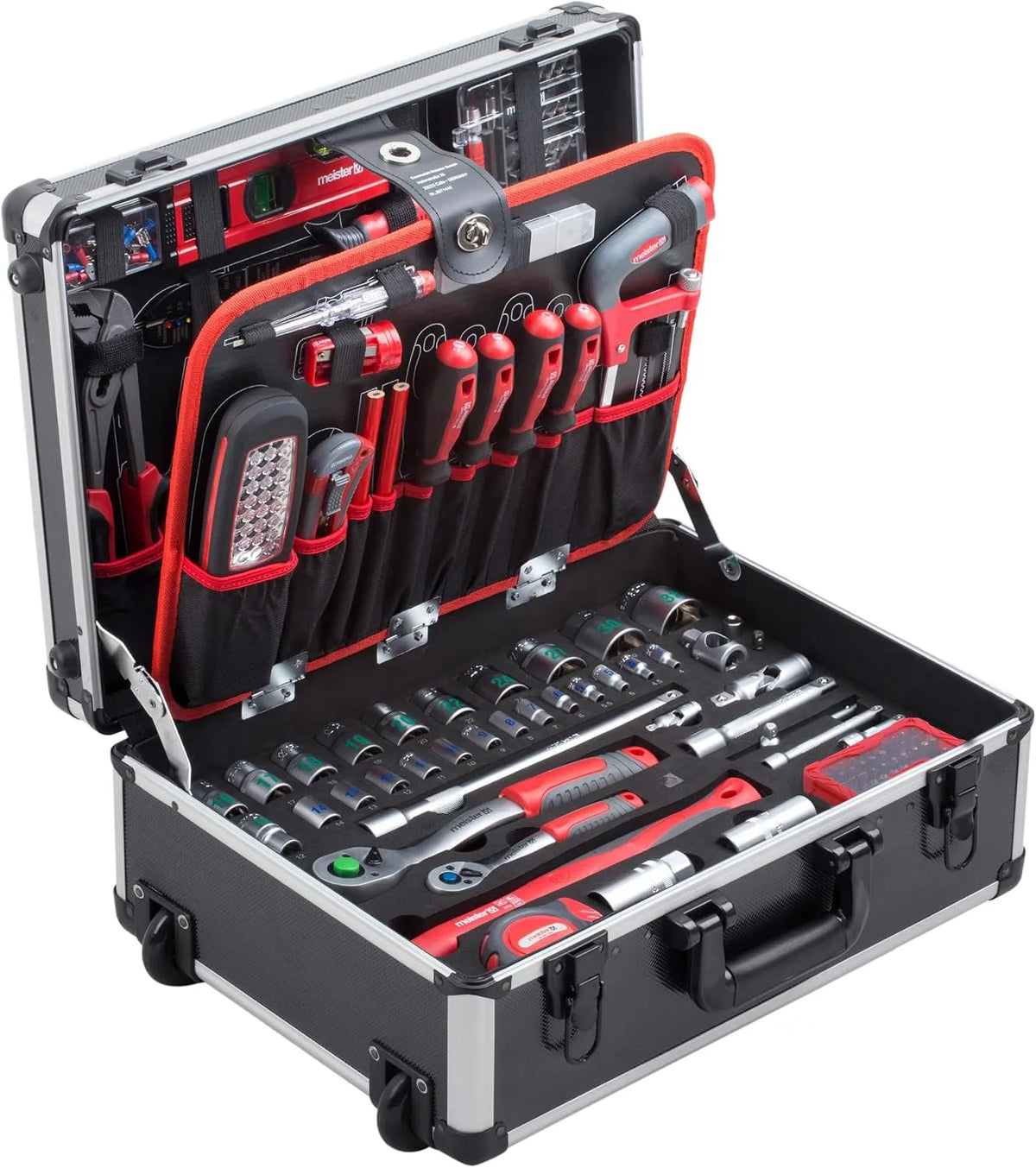 Meister 8971440 8971480 Gereedschapstrolley met aluminium, voor bouwplaats en werkplaats en zwart