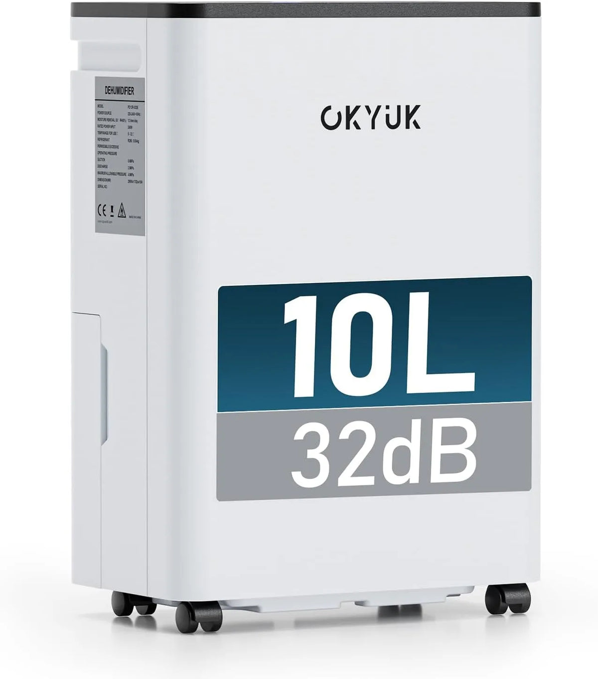 Luchtontvochtiger, 10 liter, 30 m2, met automatische uitschakeling, kelder 10 l, met digitale luchtvochtigheidsweergave, badkamer