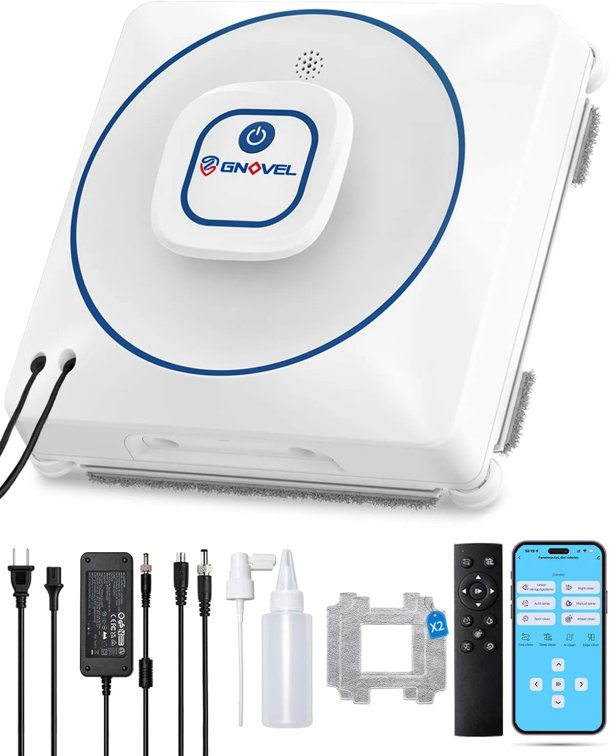 Raamreinigingsrobot met 8000 Pa, 120 ml, veiligheidssysteem en waterreservoir