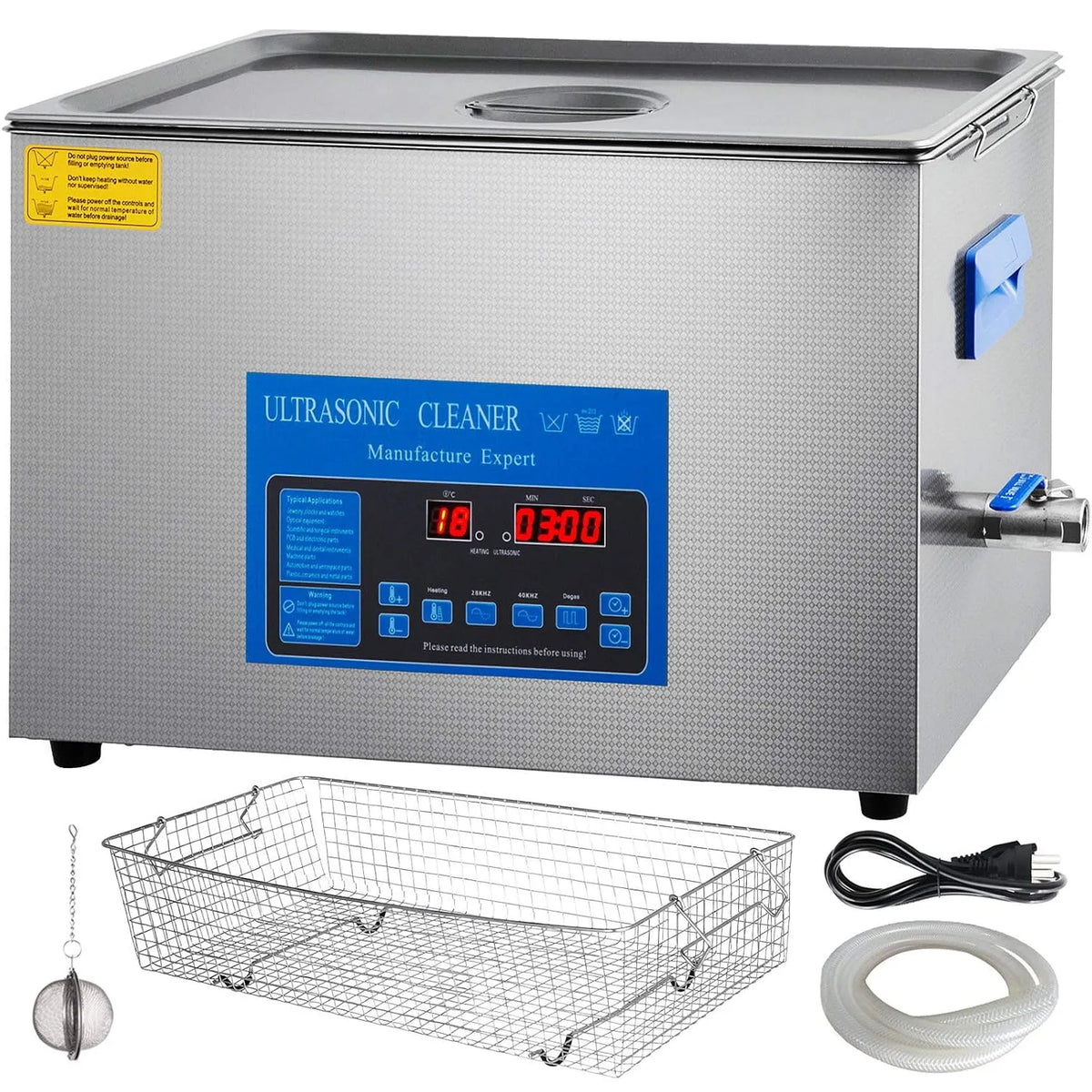 Ultrasoonreiniger, 22 l, 28/40 kHz ultrasoon reinigingsapparaat, ringen, brillen, printplaten