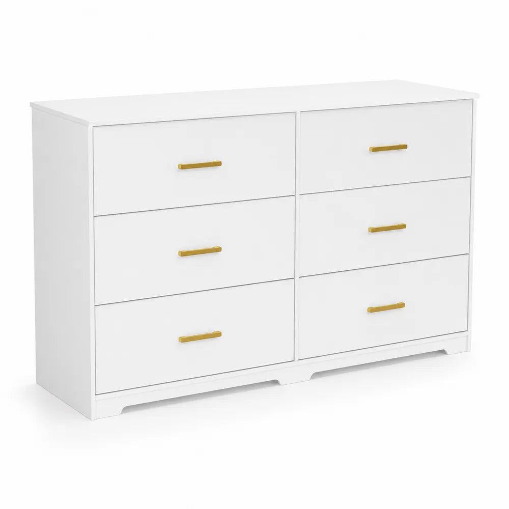 Kommode mit 6 Schubladen aus Holz Weiß
