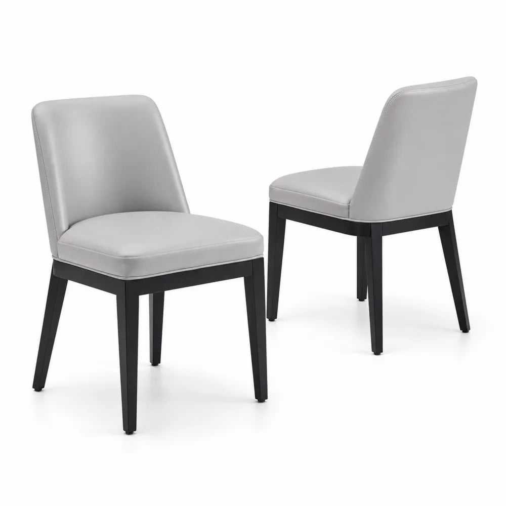 Kunstleder Esszimmerstühle Grau mit Massivholzrahmen, 2er Set
