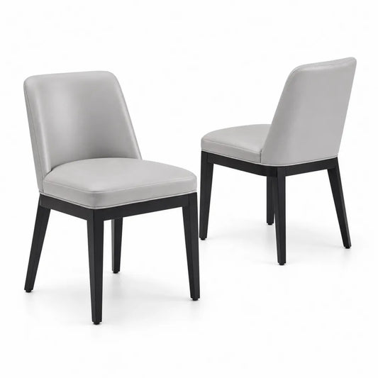 Kunstleder Esszimmerstühle Grau mit Massivholzrahmen, 2er Set