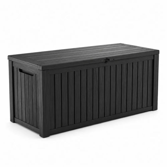Kunststoff Aufbewahrungsbox Anthrazit mit Holzoptik 150x73x63 cm