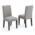 Esszimmerstuhl Set 2er, Polyester, Grau, Massivholzbeine