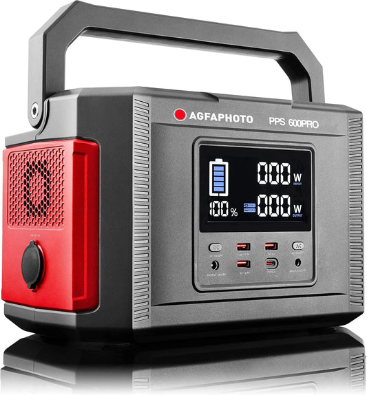 Draagbaar powerstation, 644 Wh, 1 kW, USB, groen, op de camping, in de caravan