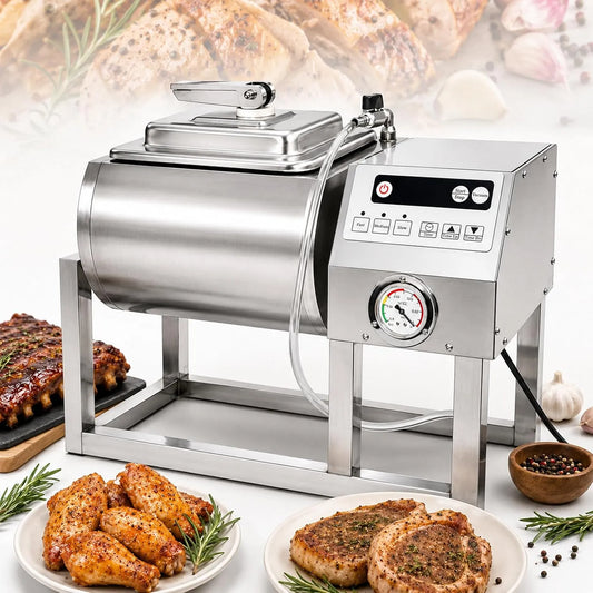 Barbecue met Commerciële Vleestumbler voor Kippenvleugels, BBQ, Kebab en Catering met Timer, Gefrituurde Kip en Burger