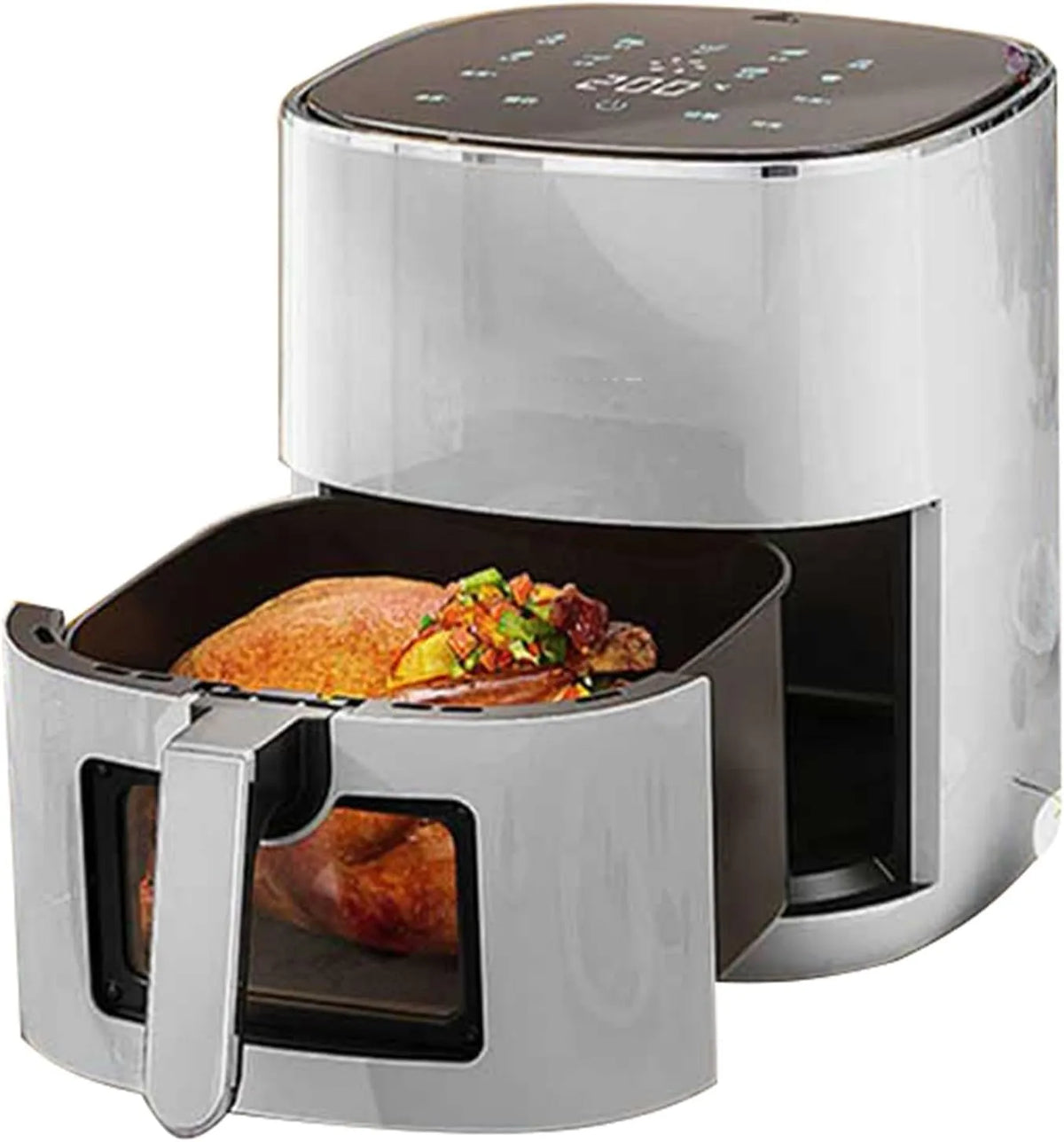 Airfryer met 10L, 1500 W, 8,5L, 3 minuten, regelbare thermostaat en grijs