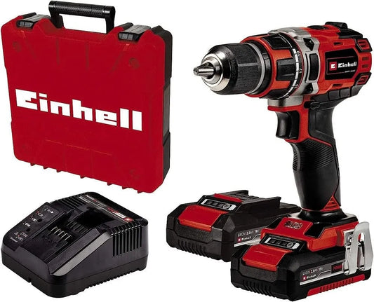 Einhell, Boormachine, 18 V, 13 mm boorhouder, incl. 2 x 2 Ah accu's en oplader, borstelloze motor, 50 Nm, 2-versnellingsbak, Li-Ion