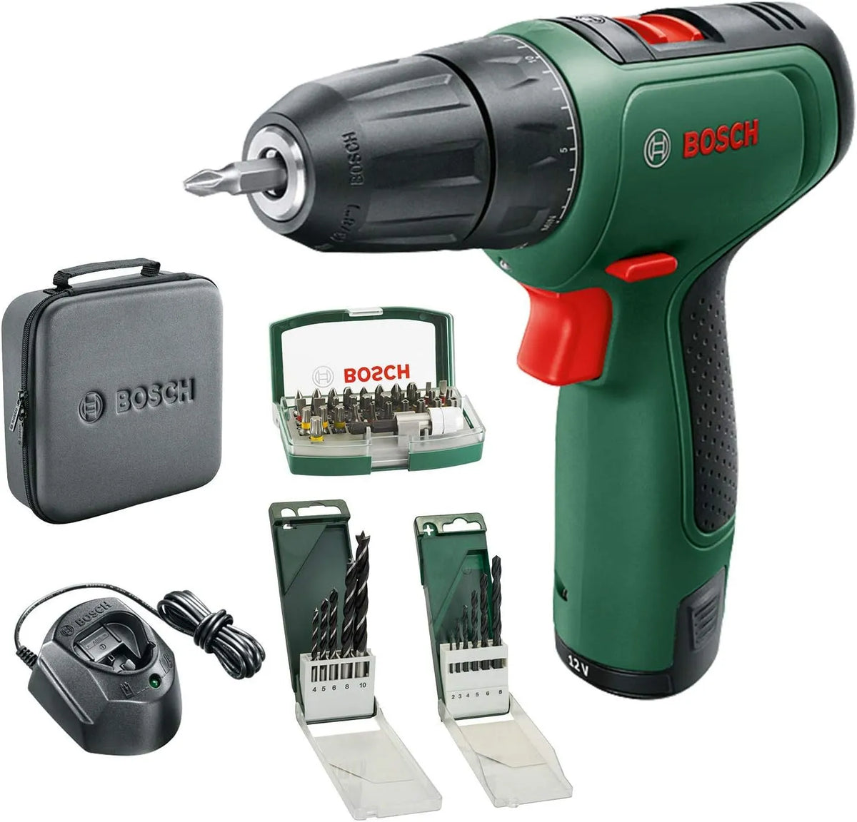 Machine, 2.0 Ah, 12 V Systeem, Boren- En Schroefbitsets, In Gereedschapstas, Groen