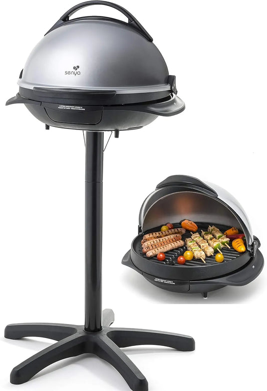 Tafel SYCK-G043 met 2200 W, aluminium en grijs, SENYA SYCK-G043 Elektrische grill 2-in-1 op standaard en tafel