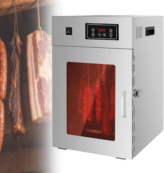 Industriële droger, 360° draaibare vleesdroger, spek 30kg, geschikt voor worst, industriële droger met temperatuurregeling van 30-90°C, commerciële