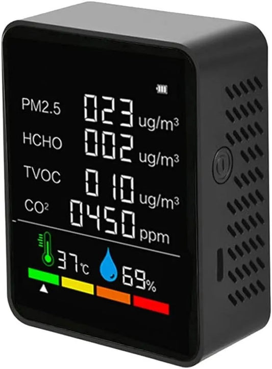 Luchtkwaliteitsmeter met zilver, mobiele uitvoering en compact ontwerp, Air Monitor