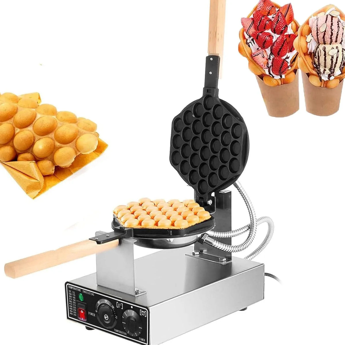 Commerciële Bubble Wafelijzer, Hout, 1400 W Wafel Panini Maker
