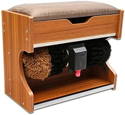 Elektrische schoenpoetser, opbergdoos, familiehotelbank Kantoor Schoenborstels elektrisch teak
