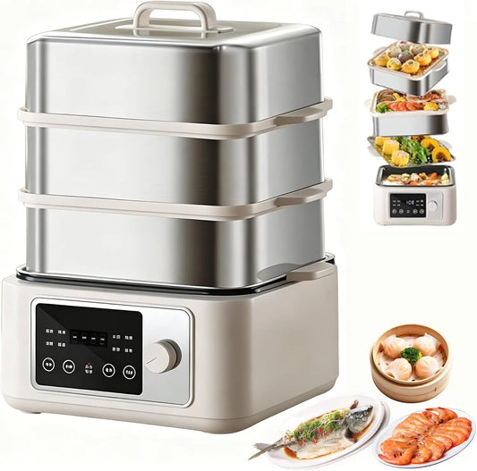 Voedselstomer met 1350 W, 8L, 12L, 16L en 24-uurs timer, Elektrische stoomboot 1350 W