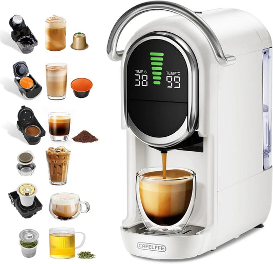 Espressomachine MK-609S met 19 bar, 1450 W en 6-in-1, Cafelffe MK-609S 6-in-1 multi-capsule koffiezetapparaat