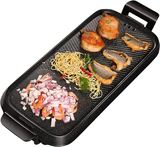 Tafel met 79 x 32cm, 220V, 50-60 Hz en 2400 W, Rookloze elektrische bakplaat met antiaanbaklaag