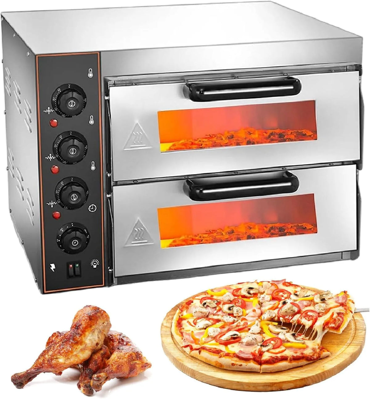 Inbouwoven met 220V, 3000 W, 50-350°C, 60 minuten en RVS, Voor Restaurant Thuis Pizza Pretzels Geroosterde Yakitori,220V