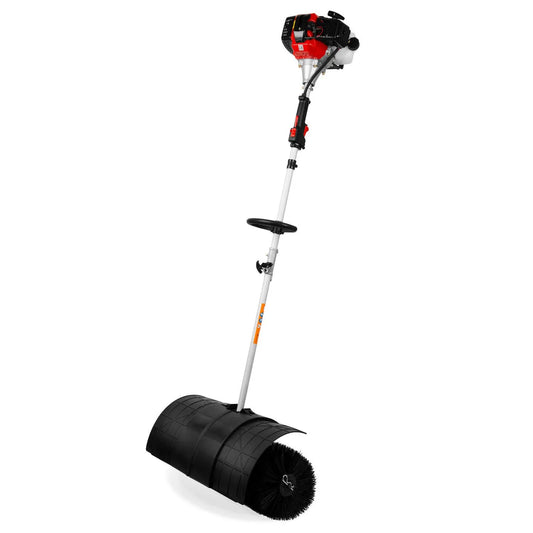Elektrische veegmachine, 2-takt motor, 52ccm, 2x 30cm veegrol, veegbreedte 60cm, met draagriem, traploze gashendel op ergonomische handgreep
