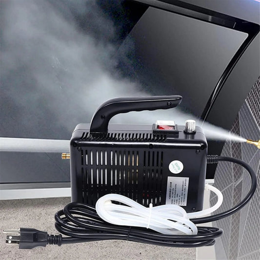 Stoomreiniger zwart-220 met 220 V, 5 bar, 1 cm, 100 °C, waterreservoir, regelbare thermostaat, aluminium en hogedrukstoom