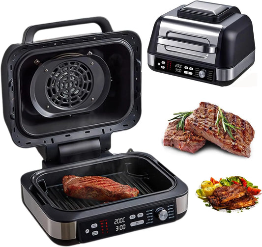 Steak Grill Machine met 1750 W, 444 x 390 x 284 mm, 348 x 534 x 444mm, regelbare thermostaat en RVS