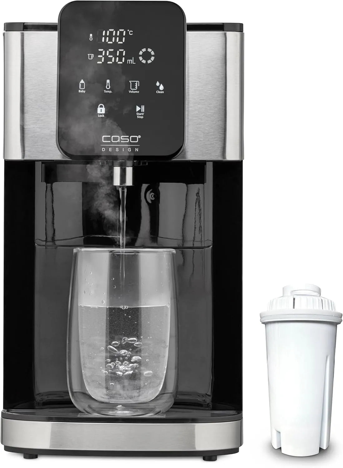 CASO HW 1660 Turbo warmwaterdispenser met 40-100 °C, 37 °C, waterreservoir en RVS