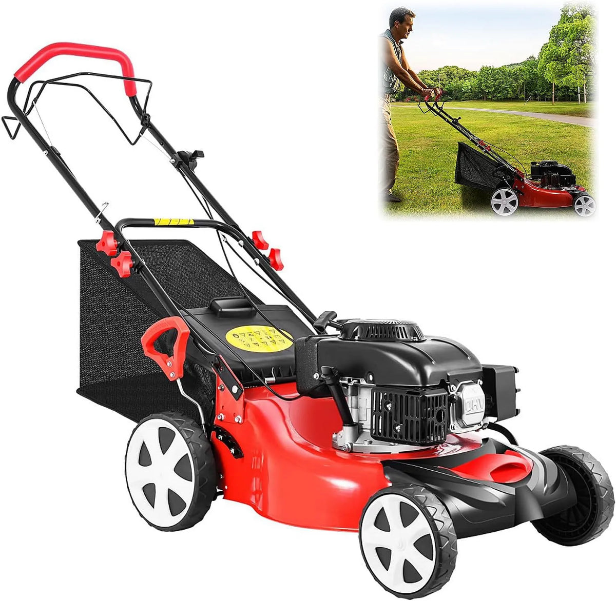 Grasmaaier, 140CC, 5 pk, 2800 rpm, 50 cm, 107 cm, scherp en bestand tegen grind