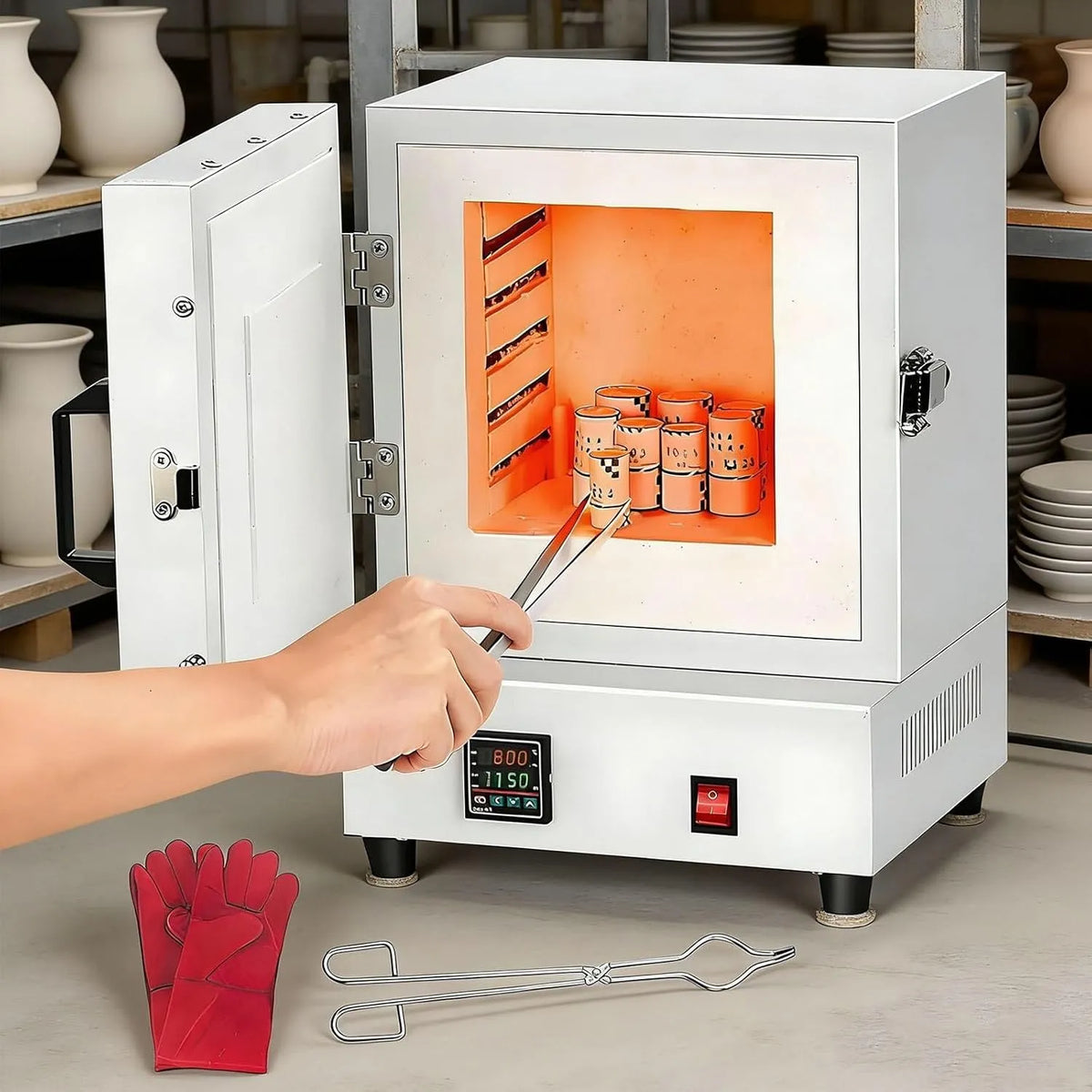 2000 W, Inbouwoven, 2000 W Burnout Oven Op hoge temperatuur, 1150°C Juwelenverwerking, Elektrische Sinteroven