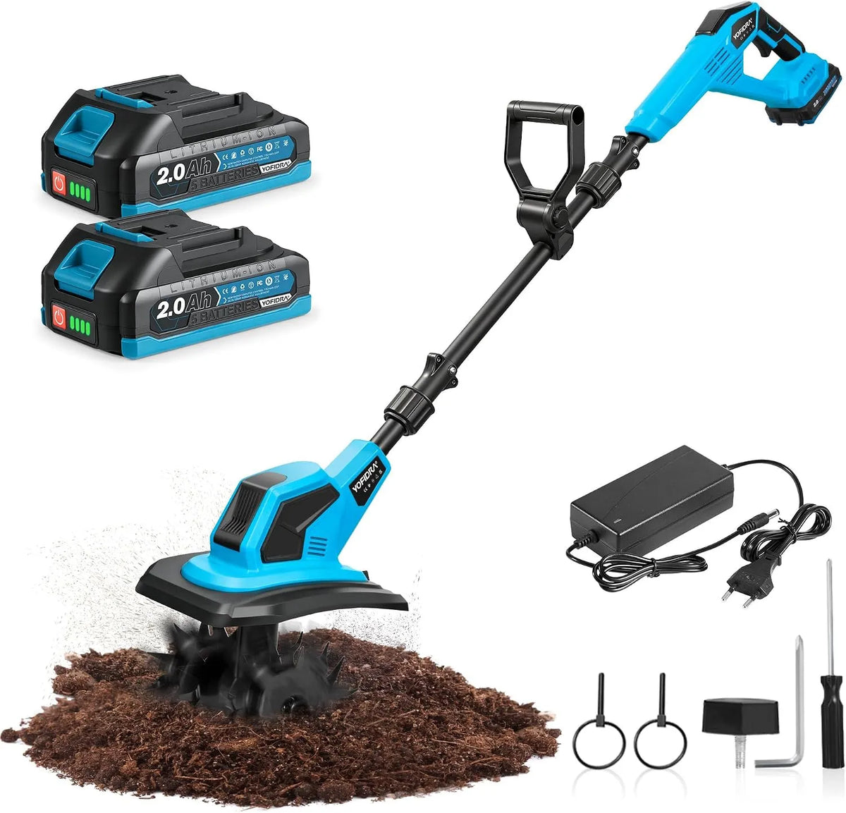 Yofidra Draadloze Tuinfrees/Cultivator met 600 W, 23 cm, 17 cm en 2,0 Ah