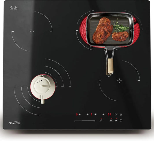 Kookplaat met 60 cm, 6700 W, aanraakbediening, timer en regelbare thermostaat