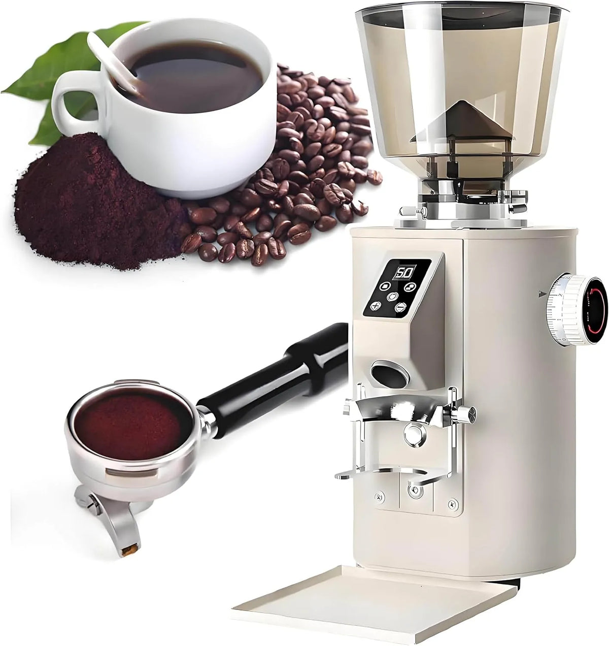 Molen met 64 Mm, 350 W, 9 SNELHEDEN, RVS en beige, 9 Nauwkeurige Instellingen