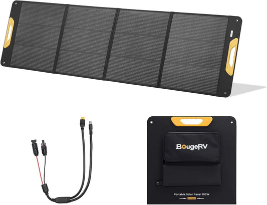 Zonnepaneel, BougeRV 200 W XT60/DC7909, 25% Efficiëntie, Draagbaar Zonnepaneel met XT60/DC7909 Uitgangen, IP65, voor Powerstation, Opvouwbaar, N-type