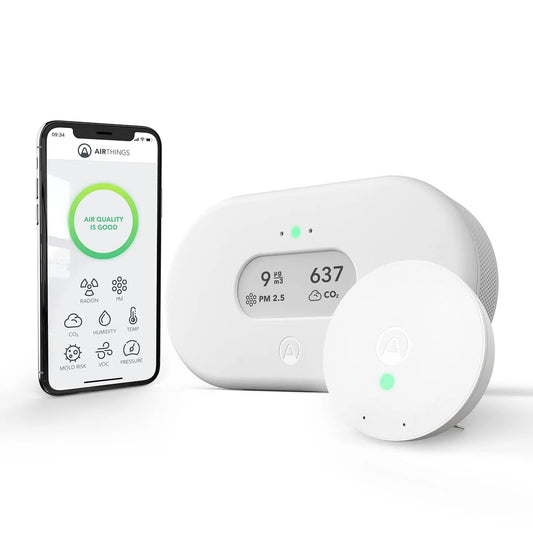 Luchtkwaliteitsmeter, meldingen & Airthings 292 Wave Mini, Radon- en luchtkwaliteitsmonitor met PM 2.5