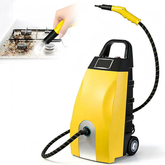 Stoomreiniger met 4-5 Bar, 3000 W, 110°C, 3,5L, 120ml, waterreservoir, hogedrukstoom en geel