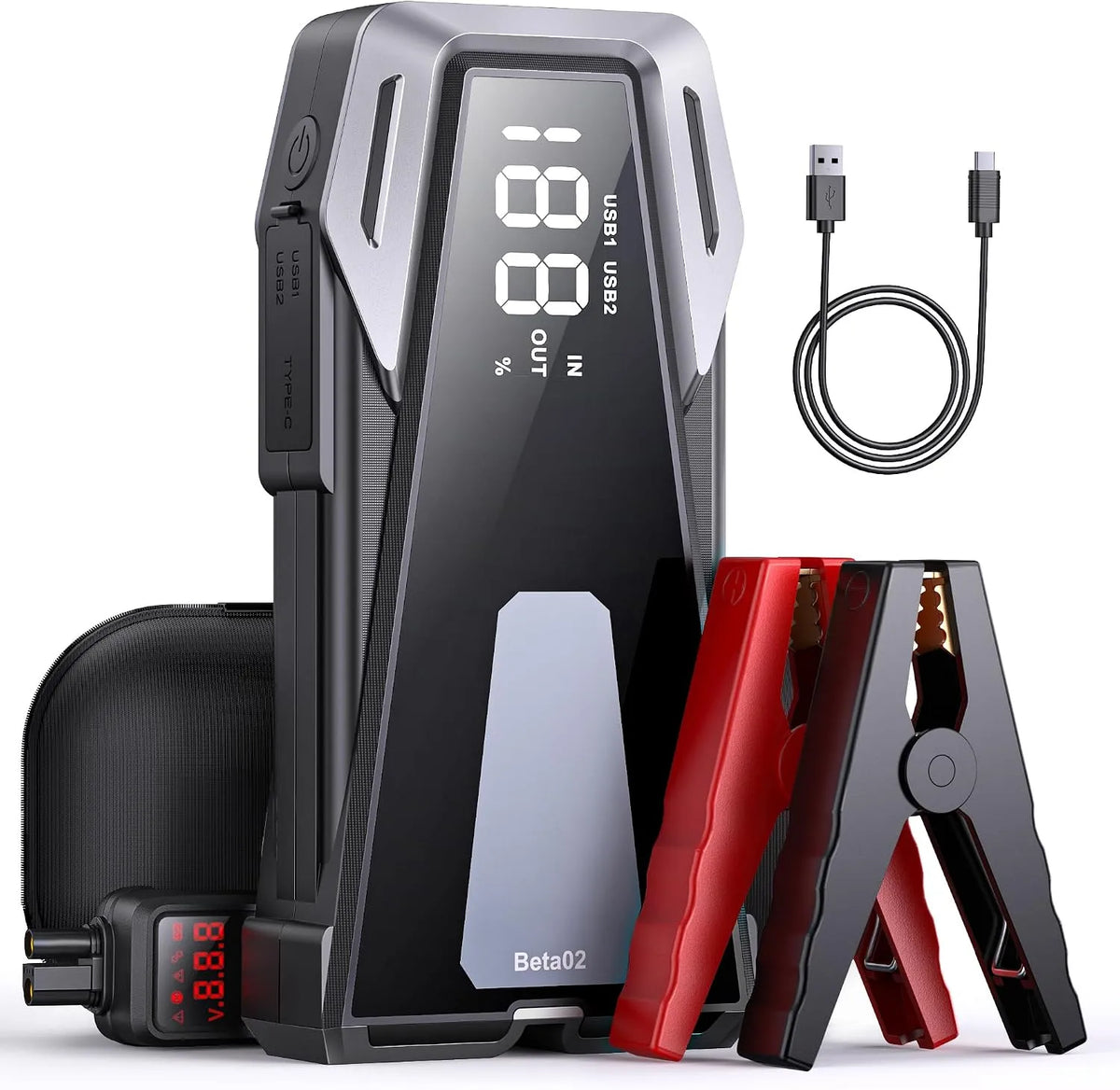 Lamp met 3000 A, 21800 mAh, 8,0 l en USB, voor 8,5 l benzine of 8,0 l diesel