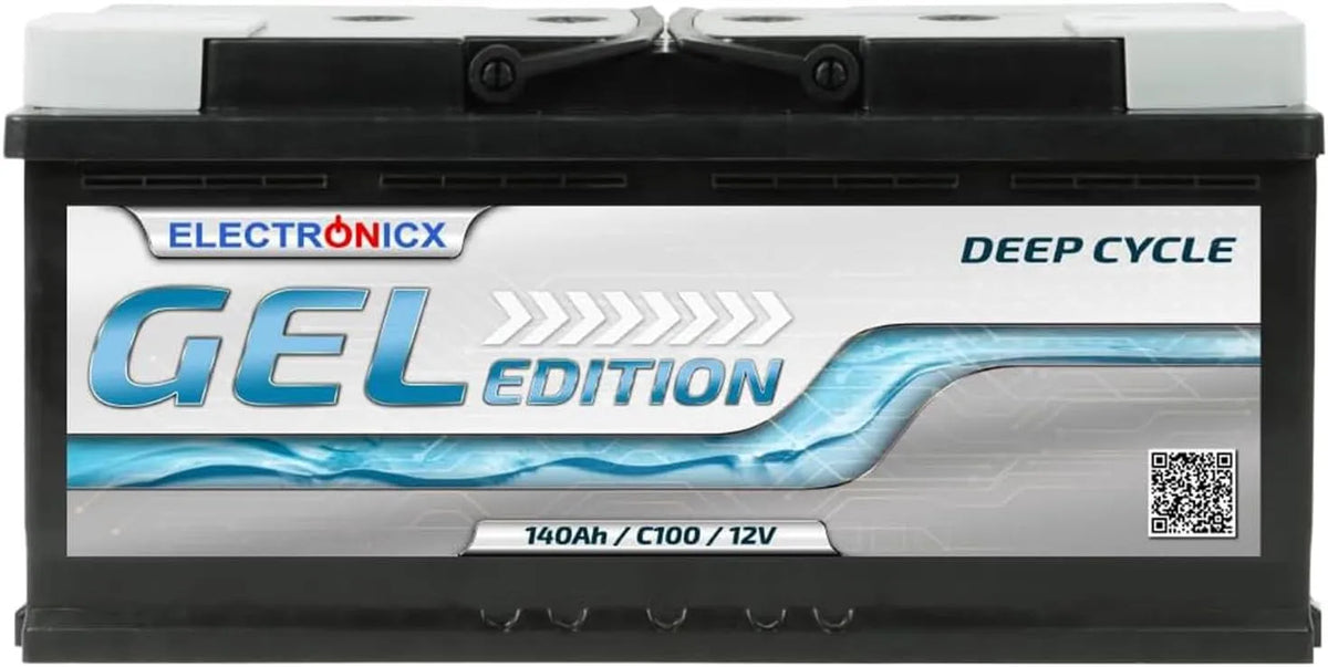 Electronicx GEL 12V 140Ah Deep Cycle accu, 393 x 175 x 190 mm, afm. 393×175×190 mm, GEL accu voor vrijetijdsgebruik, onderhoudsvrij en lekvrij